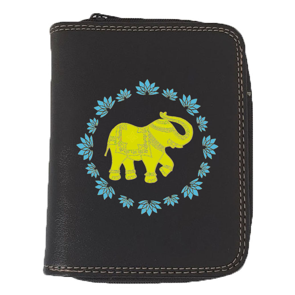 Porte monnaie et carte noir en Simili Cuir pour femme Design Elephant