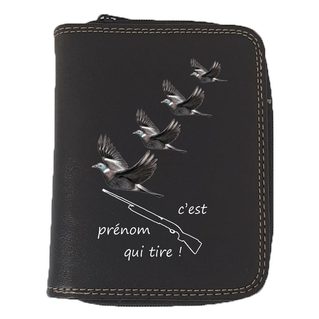 Porte monnaie et carte noir en Simili Cuir pour Homme personnalisé Fusil chasse
