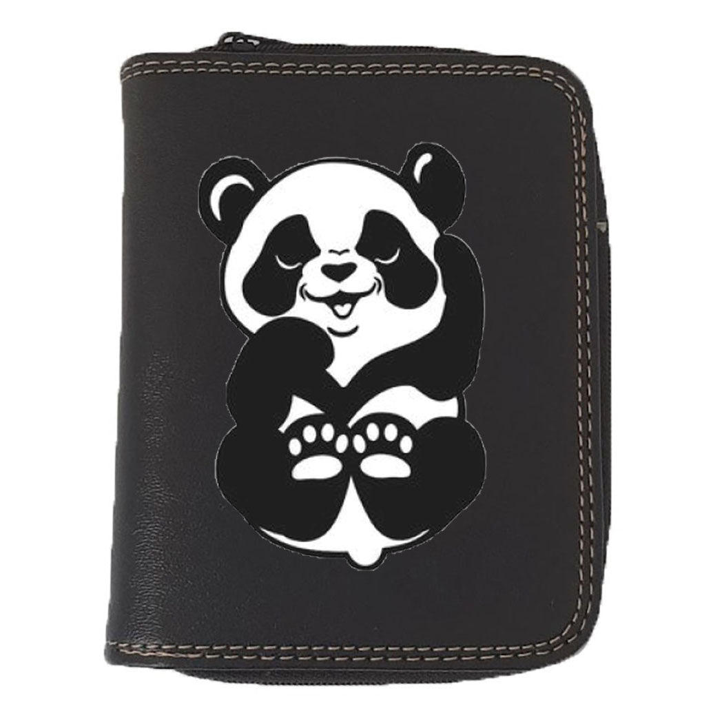 Porte monnaie et carte noir en Simili Cuir Design Panda