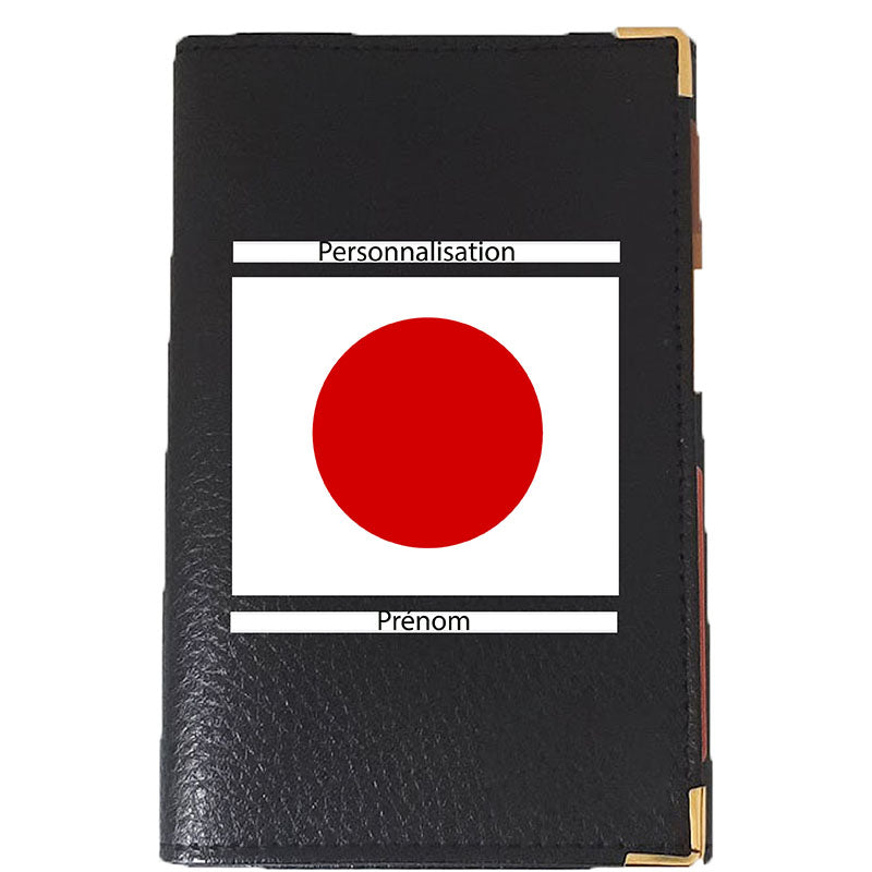 Porte Carte Grise en Cuir Personnalisé avec le Drapeau du Japon