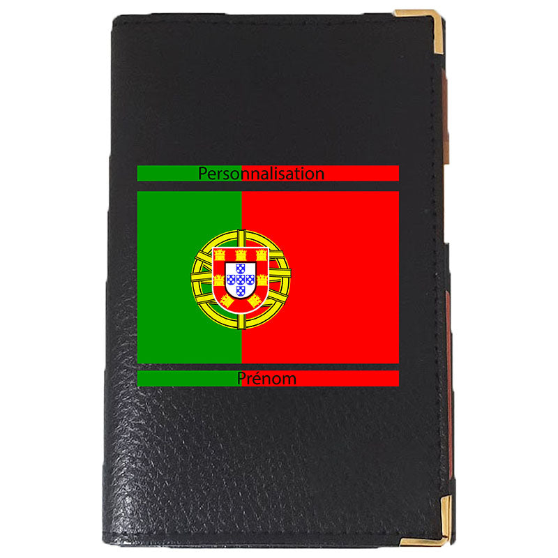 Porte Carte Grise en Cuir Personnalisé avec le Drapeau du Portugal