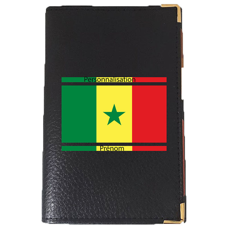 Porte Carte Grise en Cuir Personnalisé avec le Drapeau du Sénégal