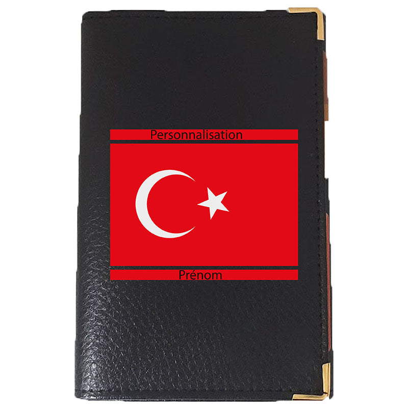 Porte Carte Grise en Cuir Personnalisé avec le Drapeau de Turquie