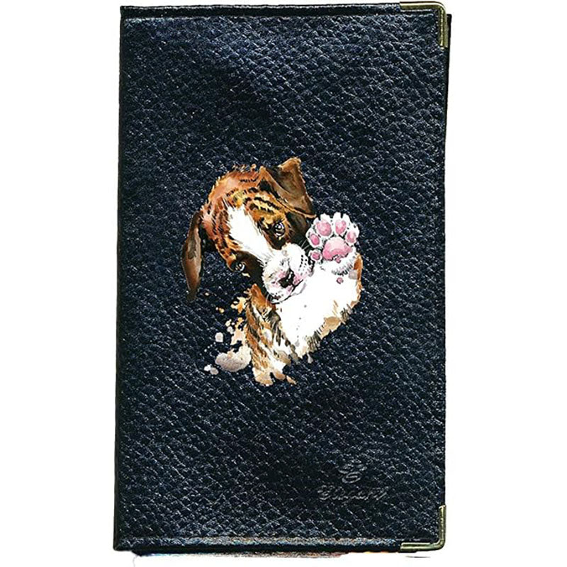 Porte Carte Grise en Cuir noir Personnalisé avec un Chien