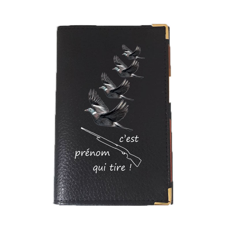 Porte Carte Grise porte papier en Cuir personnalisé chasseur chasse fusil
