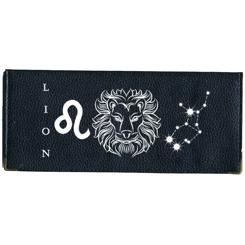 Porte Chéquier long en cuir noir personnalisé avec Signe Astrologique