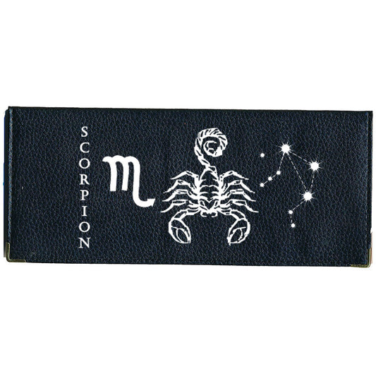 Porte Chéquier long en cuir noir personnalisé avec Signe Astrologique