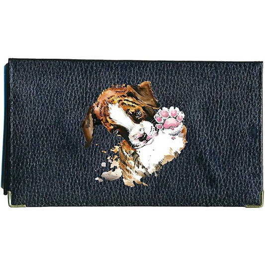 Porte chéquier et carte en cuir noir pour femme personnalisé avec Chien