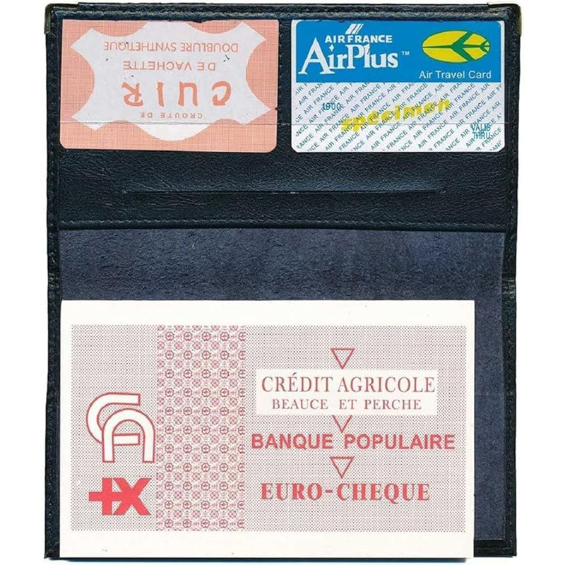 Porte chéquier et carte en cuir noir pour femme personnalisé avec Crayon fleurs