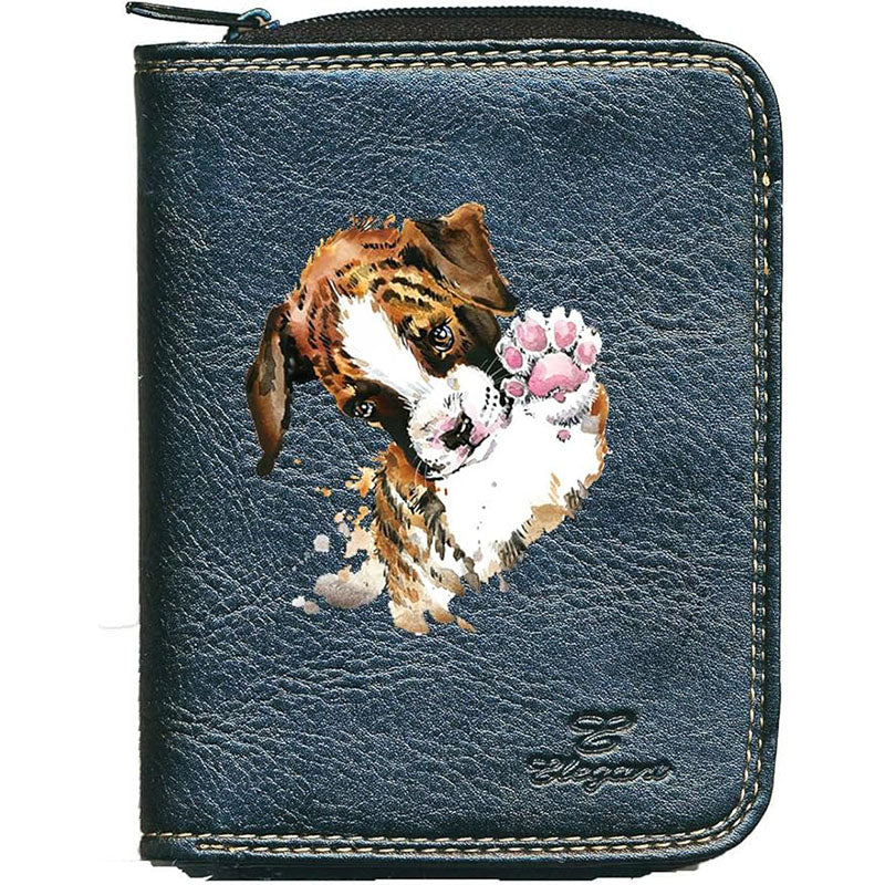 Porte monnaie et carte noir en Simili Cuir pour femme Design Chien