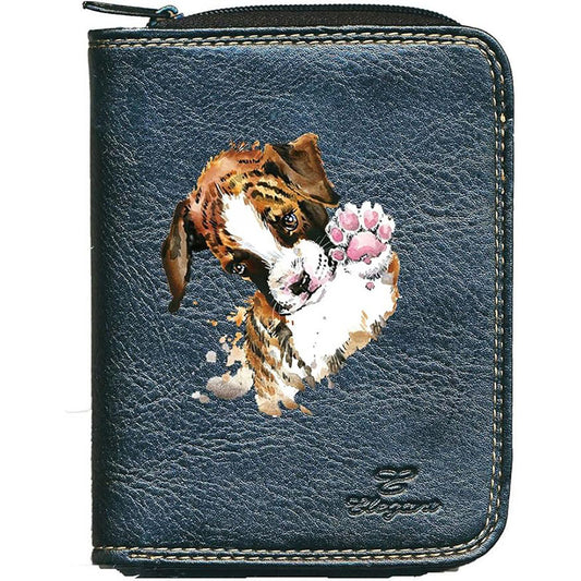 Porte monnaie et carte noir en Simili Cuir pour femme Design Chien