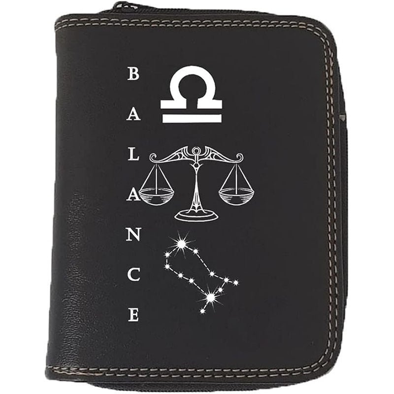 Porte monnaie et carte noir en Simili Cuir personnalisé avec Signe Astrologique