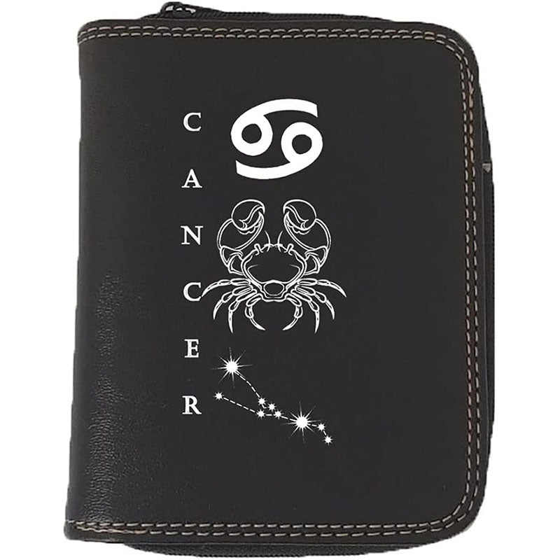 Porte monnaie et carte noir en Simili Cuir personnalisé avec Signe Astrologique