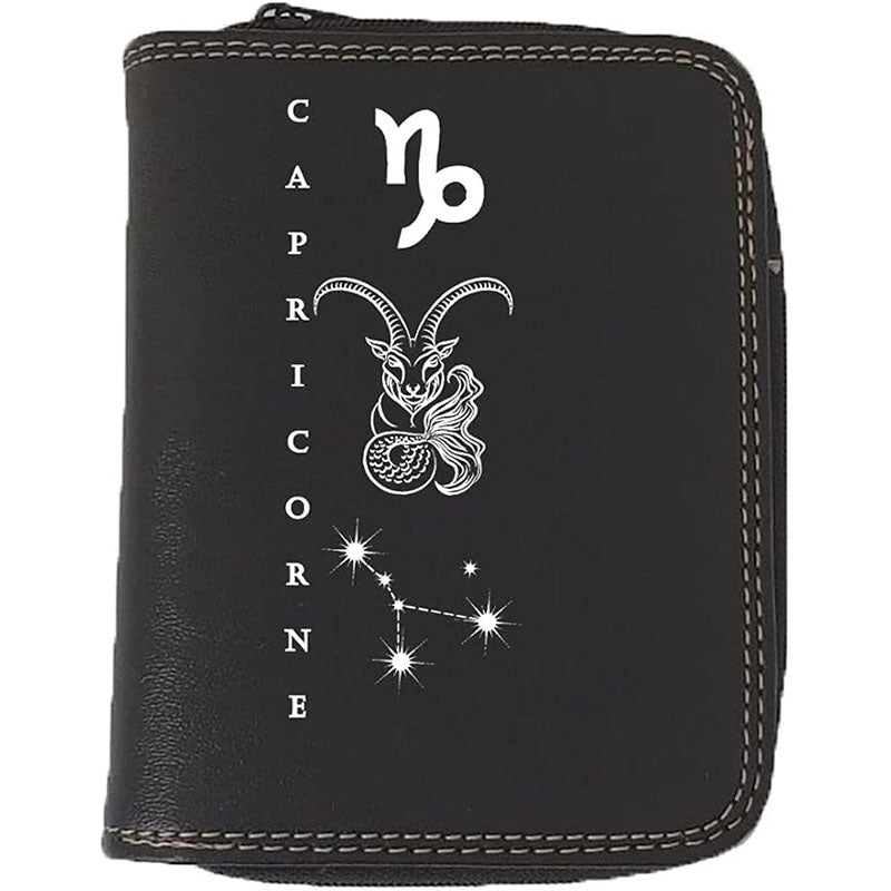 Porte monnaie et carte noir en Simili Cuir personnalisé avec Signe Astrologique