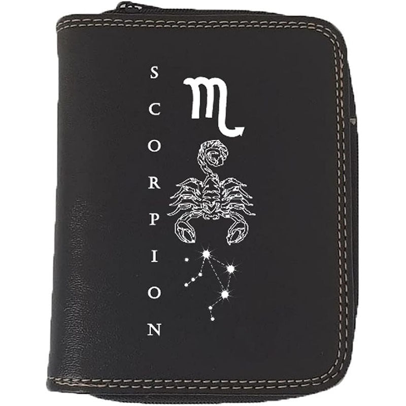 Porte monnaie et carte noir en Simili Cuir personnalisé avec Signe Astrologique