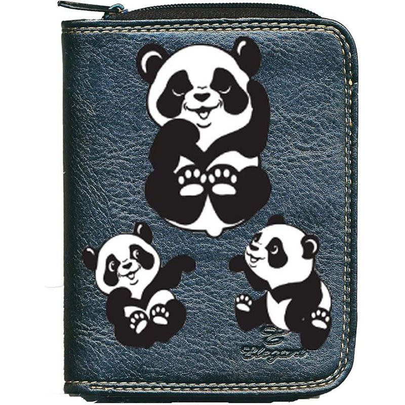 Porte monnaie et carte noir en Simili Cuir pour femme Design Multi Panda
