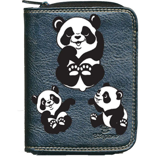 Porte monnaie et carte noir en Simili Cuir pour femme Design Multi Panda