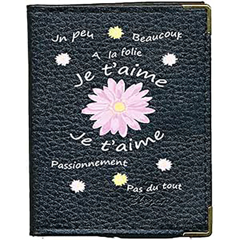 Etui porte carte bancaire et fidélité en Cuir noir Marguerite Amour