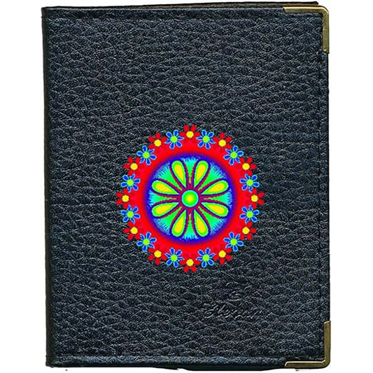 Etui porte carte bancaire et fidélité en Cuir noir Marguerite Rouge