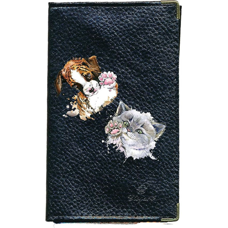 Porte Carte Grise accessoire auto en Cuir noir Personnalisé Chien Chat
