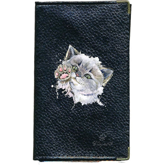 Porte Carte Grise en Cuir noir Personnalisé avec un Minou Chat