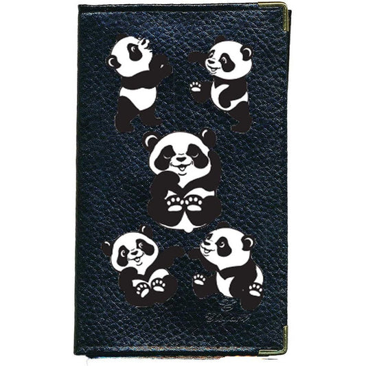 Porte Carte Grise en Cuir noir Personnalisé avec un Panda