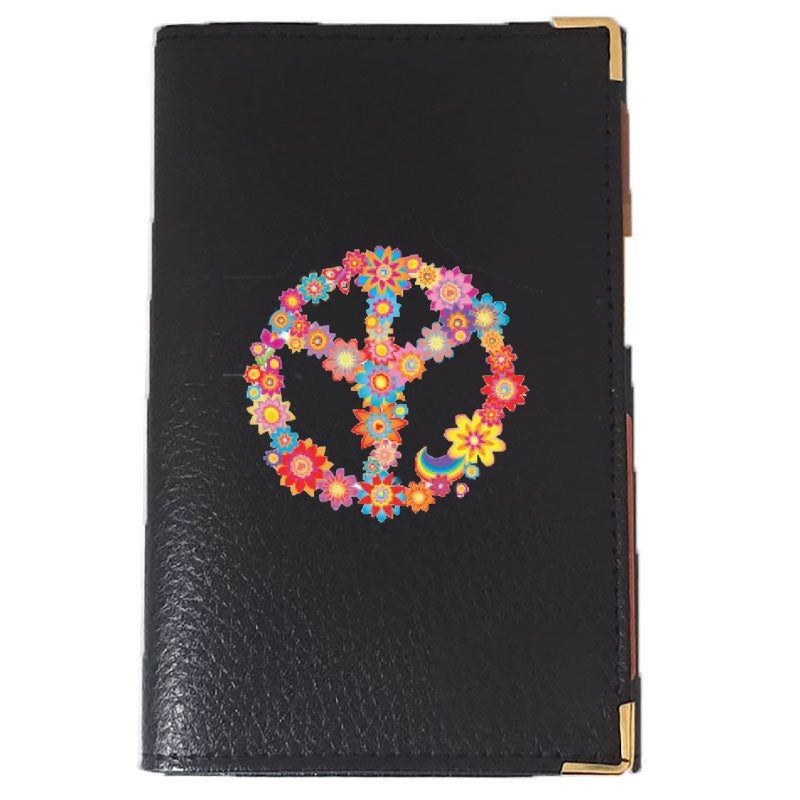 Porte Carte Grise en Cuir noir pour femme personnalisé Peace