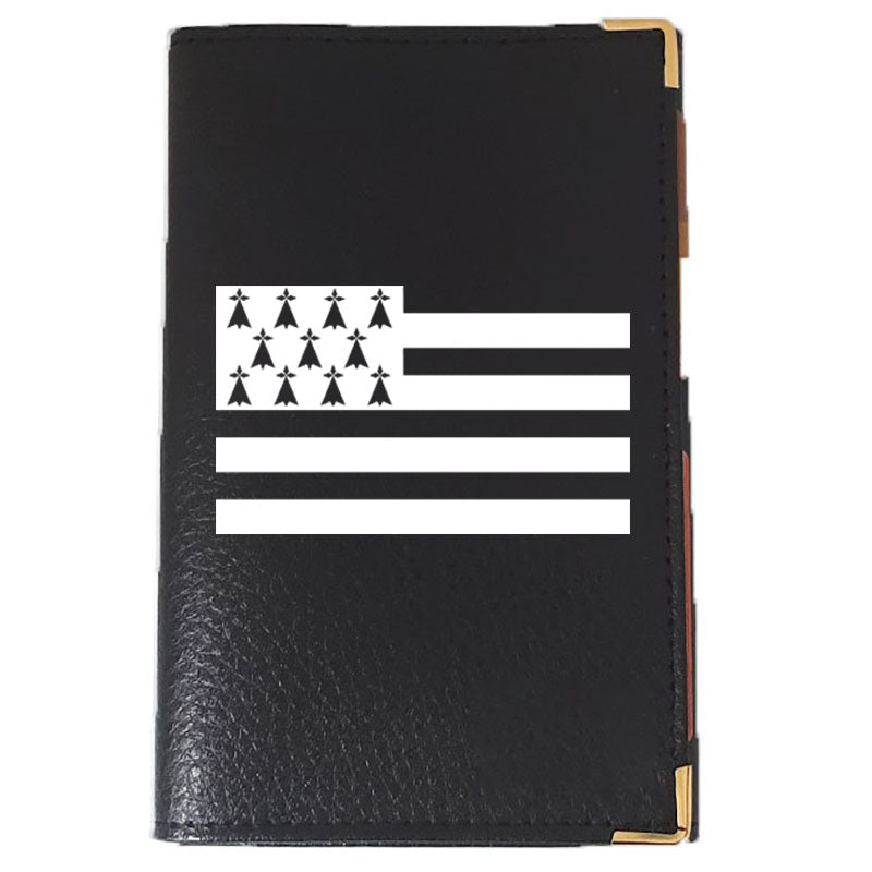 Etui Porte Carte Grise en Cuir noir personnalisé drapeau Bretagne