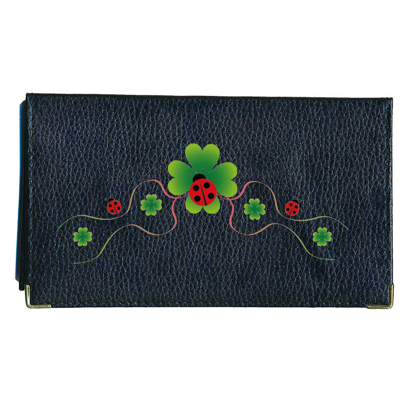 Porte chéquier et carte en cuir noir pour femme personnalisé Coccinelle