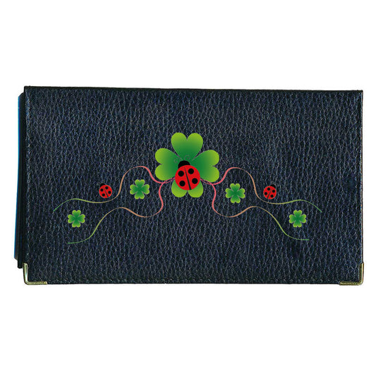 Porte chéquier et carte en cuir noir pour femme personnalisé Coccinelle