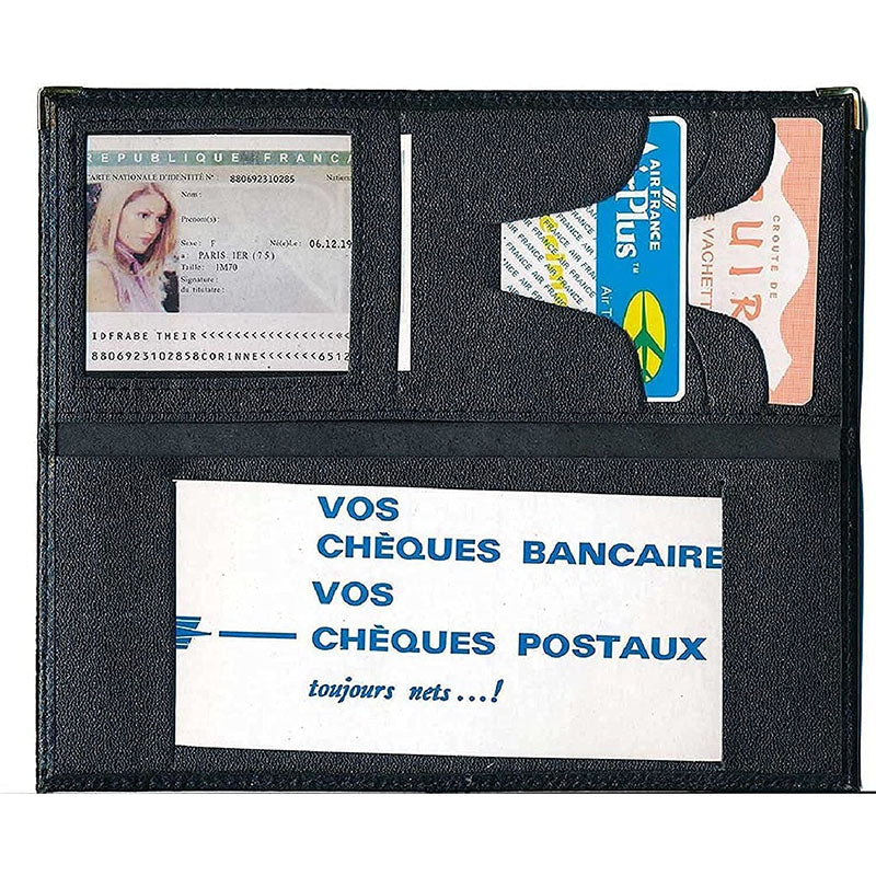 Porte Chéquier long en cuir noir personnalisé avec personnalisé Mamie Elue par son petit fils