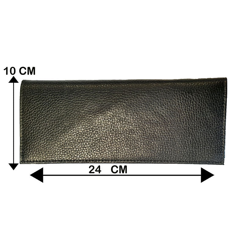 Porte Chéquier long en cuir noir personnalisé avec personnalisé Mamie Elue par son petit fils