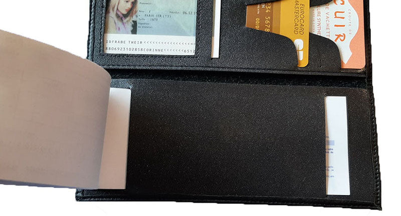 Porte Chéquier long en cuir noir personnalisé avec Signe Zodiaque Astrologique