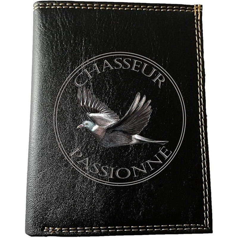 Petit Portefeuille Homme noir avec Porte Monnaie personnalisé Chasseur Passion