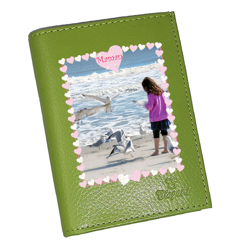 Portefeuille personnalisé en Cuir avec Votre Photo Coeur rose Cadeau Fête des Mères