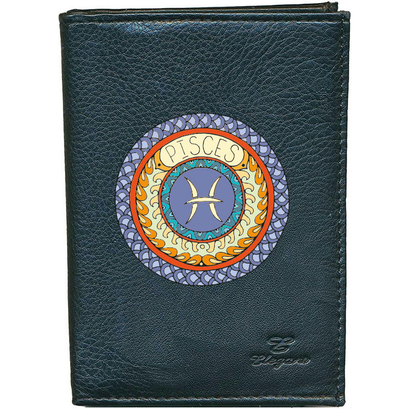 Portefeuille pour femme noir avec Porte Monnaie Signe Zodiaque Astrologique