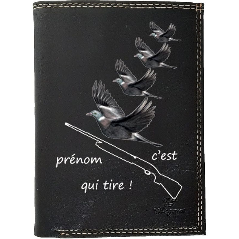 Petit Portefeuille Homme noir avec Porte Monnaie personnalisé Chasse tireur