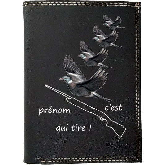 Petit Portefeuille Homme noir avec Porte Monnaie personnalisé Chasse tireur