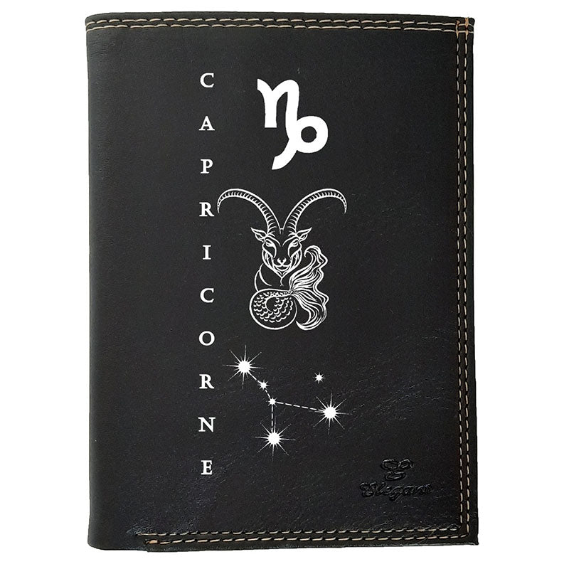 Petit Portefeuille Homme noir avec Porte Monnaie Signe Astrologique