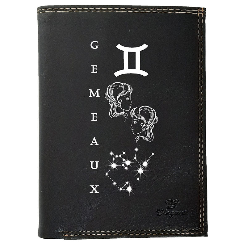 Petit Portefeuille Homme noir avec Porte Monnaie Signe Astrologique