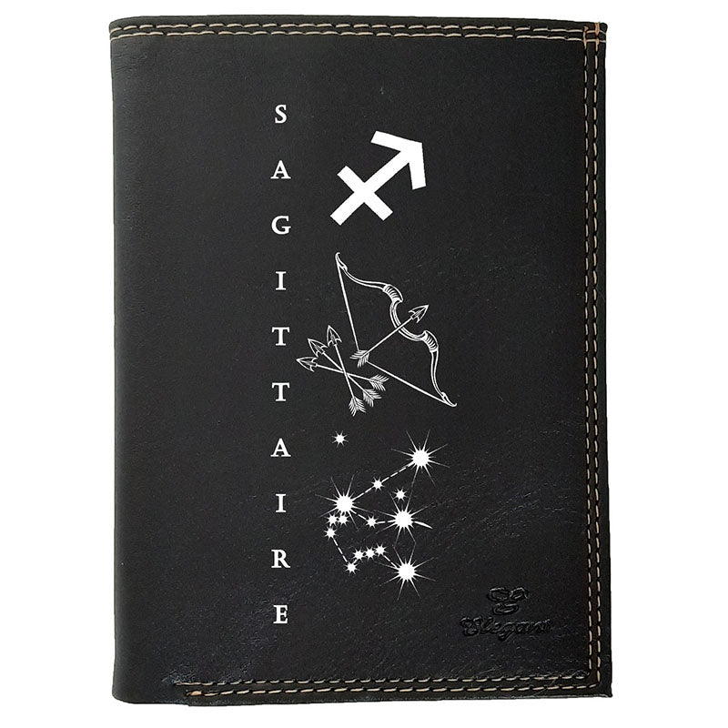 Petit Portefeuille Homme noir avec Porte Monnaie Signe Astrologique
