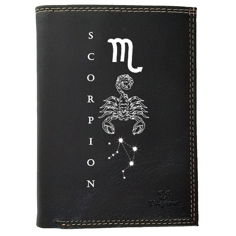 Petit Portefeuille Homme noir avec Porte Monnaie Signe Astrologique