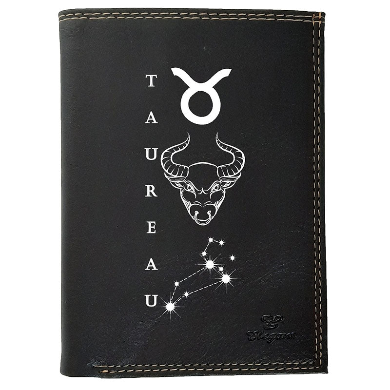 Petit Portefeuille Homme noir avec Porte Monnaie Signe Astrologique
