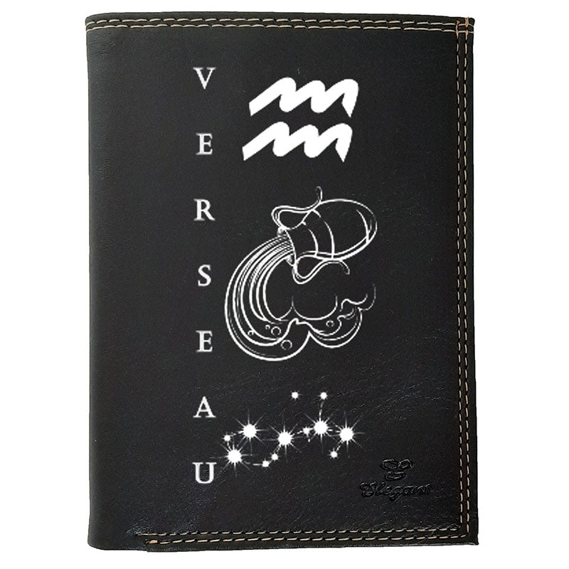 Petit Portefeuille Homme noir avec Porte Monnaie Signe Astrologique