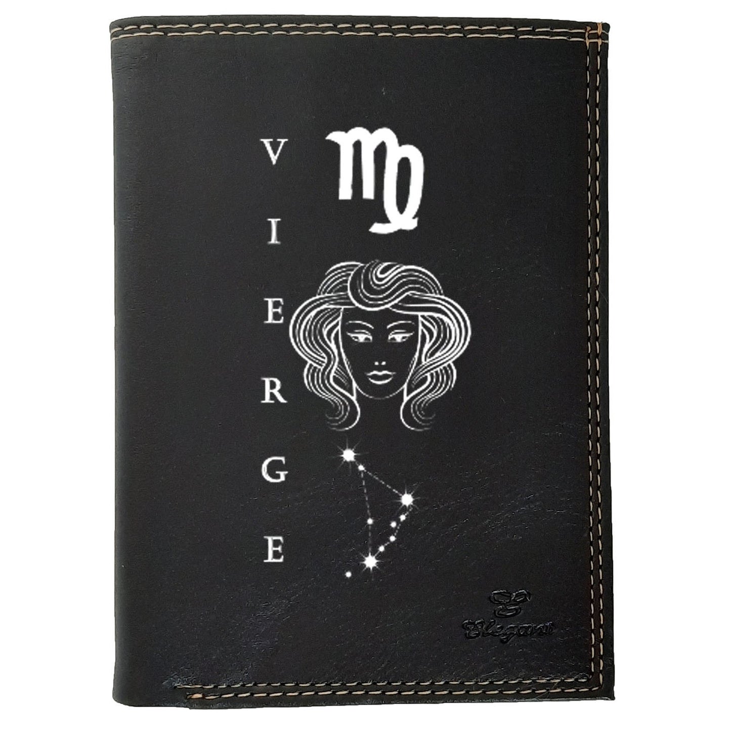 Petit Portefeuille Homme noir avec Porte Monnaie Signe Astrologique