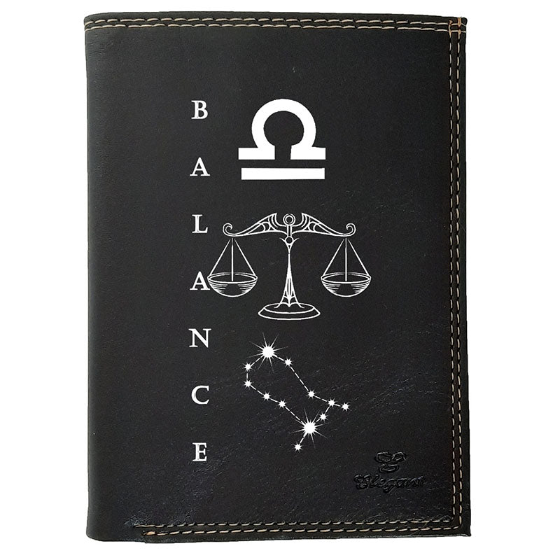 Petit Portefeuille Homme noir avec Porte Monnaie Signe Astrologique