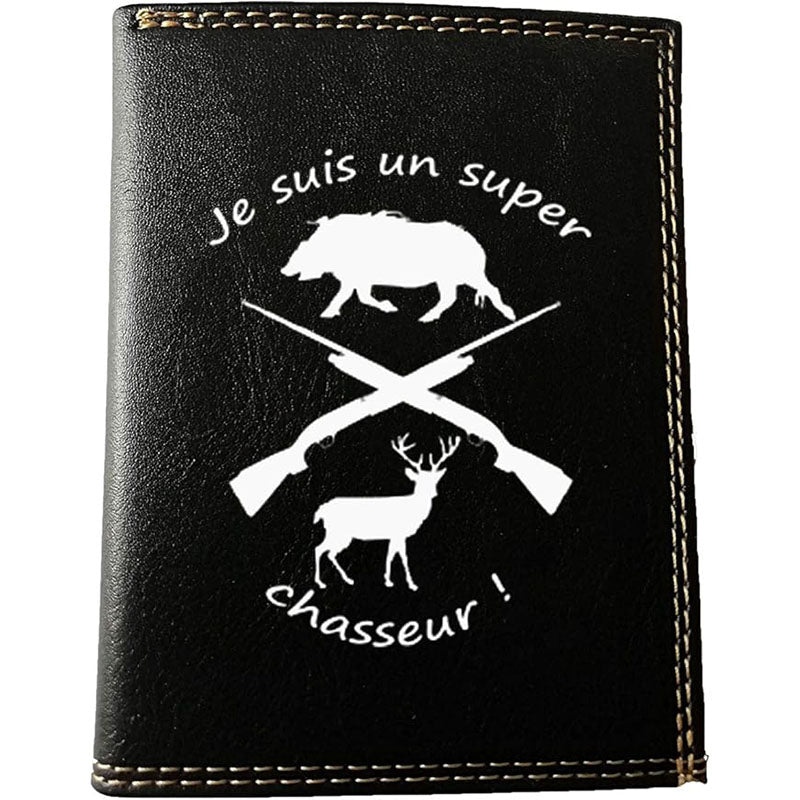 Petit Portefeuille Homme noir avec Porte Monnaie personnalisé Super Chasseur