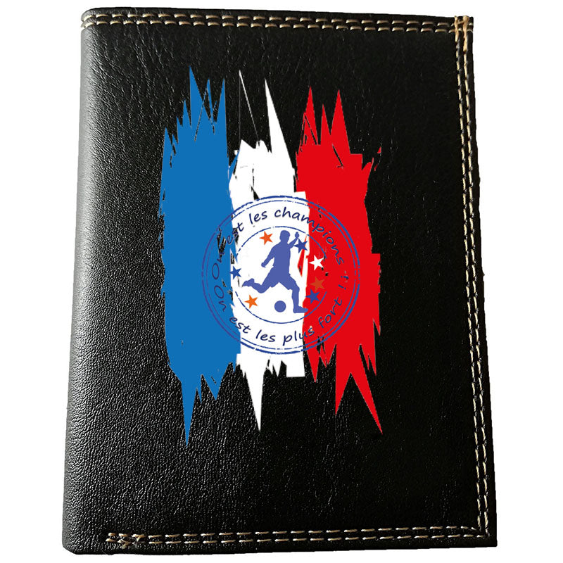 Petit Portefeuille porte monnaie noir personnalisé Foot Champion