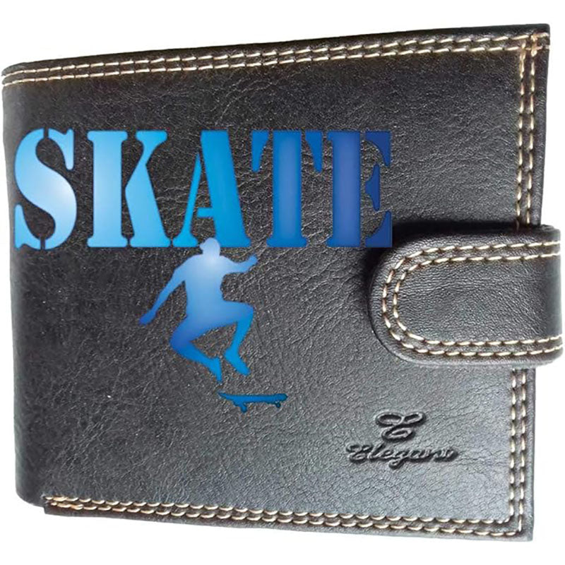 Portefeuille à rabat en Simili Cuir pour homme personnalisé Skate Board