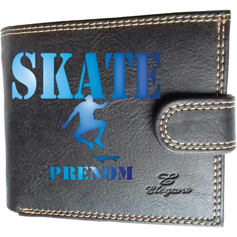Portefeuille à rabat en Simili Cuir pour homme personnalisé Skate Board